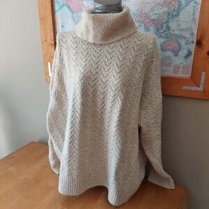 Old Navy Heathered Pointelle-Knit Turtleneck Sweater- Oatmeal Heather Size 3X